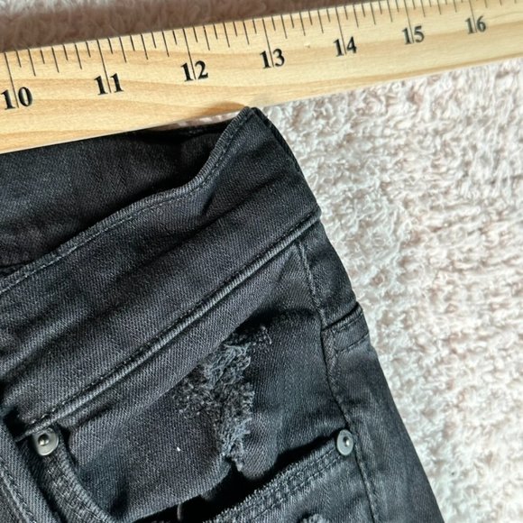 Mother The Weekender Fray Flare Jeans Black Distressed Size 25 Boho Hippie Lux - Picture 10 of 14